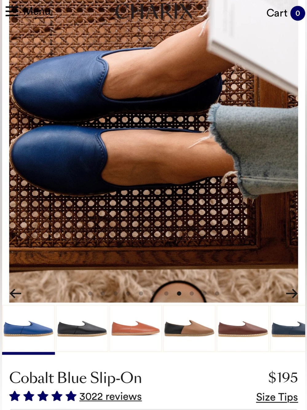 Charix Cobalt Blue Slip-On Handmade
